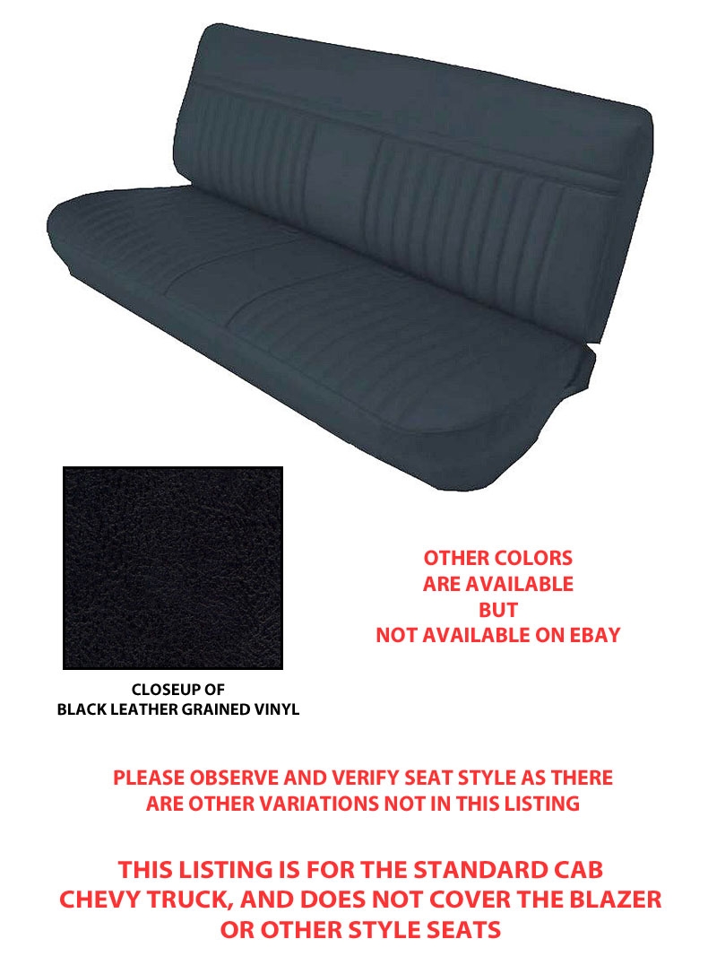 19811987 CHEVROLET TRUCK (STANDARD CAB) SEAT COVERS, BLACK FACTORY