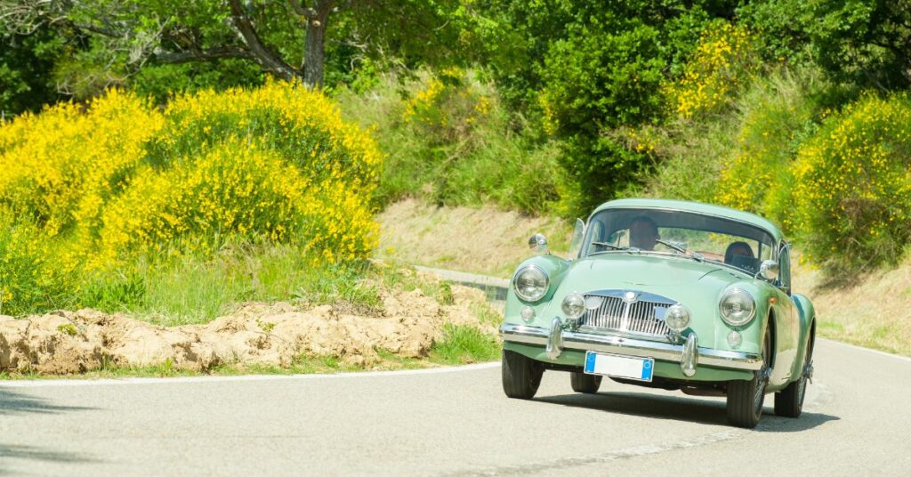 A car owner installed a modern audio system in a classic car, which maintains the vintage feel of the older vehicle.