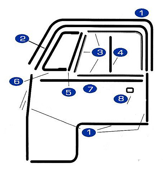 Outer Pop Out Side Window Weatherstrip Seal For 1950-67 VW T2 Split Window Bus - Left Or Right (Mid America Motorworks 381-853)