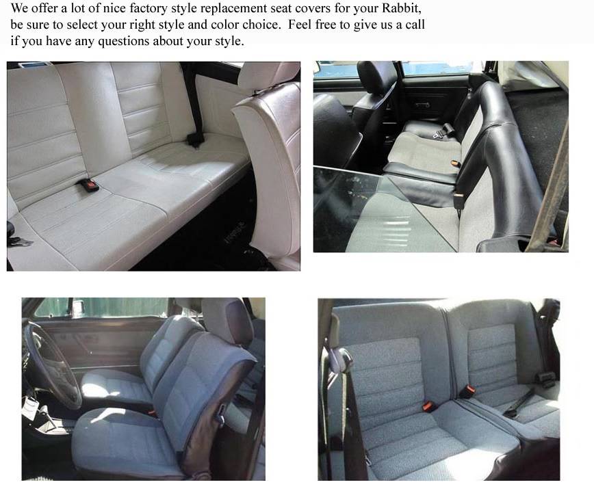 Volkswagen Rabbit Cabriolet 1985 1993 Seat Covers Sedans Only